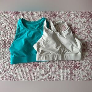 🏃‍♀️ Fabletics Sports Bra Bundle – White (M) + Teal (L)